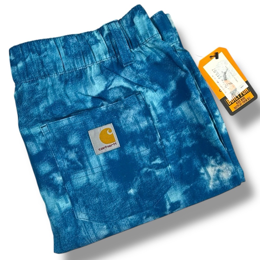 Carhartt LWD Shorts Youth Boys sz XL 18-20 Lagoon Blue Elastic Waist Wicking NWT